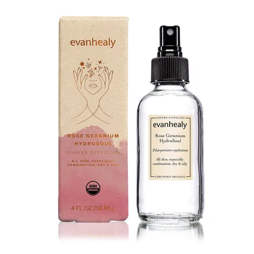 Vista 2 de evanhealy Rose Geranium HydroSoul Hidrosol destilado de cobre Tónico facial orgánico suave y astringente Tónico facial equilibrante