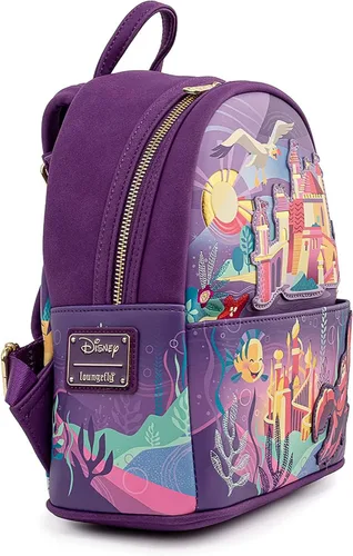 Vista 2 de Loungefly Disney Little Mermaid Ariel Castle - Bolso de hombro con correa doble para mujer, Multi, Moderno