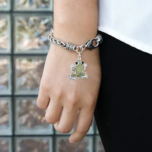 Vista 3 de Inspired Silver - Pulsera de plata con dije personalizado y circonitas cúbicas.