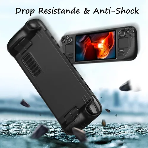 Vista 3 de Fintie Case Compatible with Steam Deck, Soft Silicone Protective Cover, Anti-Slip Shockproof Case for Steam Deck (Black)