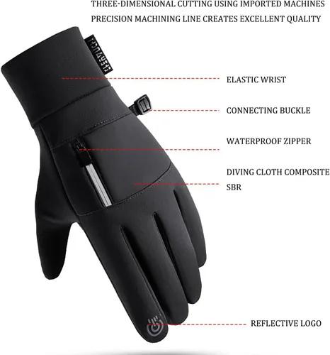 Vista 3 de Arcticz - Guantes térmicos de alta calidad, guantes para pantalla táctil, guantes resistentes al viento, guantes impermeables, para mujeres y hombres