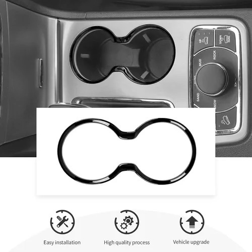Vista 5 de para Jeep Grand Cherokee 2011-2021 Cubierta de Moldura del Portavasos Delantero, Anillo del Portavasos de la Fila Delantera Accesorios Interiores
