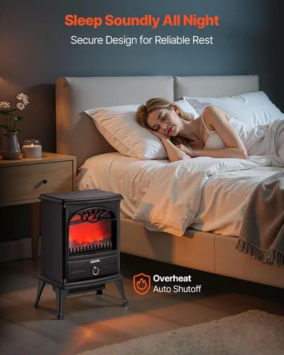Vista 6 de VEVOR - Chimeneas independientes de 22.8 pulgadas, calefactor eléctrico portátil de chimenea de 1500 W y 5120 BTU, con protección contra