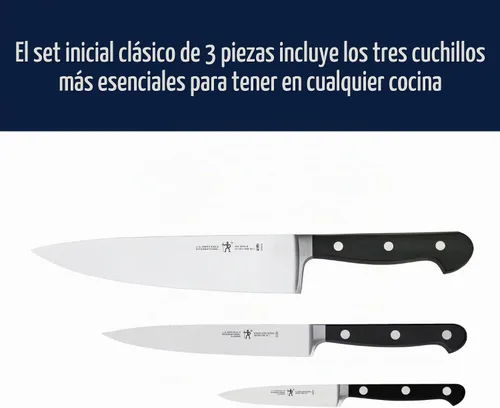 Vista 2 de HENCKELS Classic Razor-Sharp - Juego de cuchillos de cocina de 3 piezas, cuchillo de chef, cuchillo de pelar, cuchillo utilitario, ingeniería