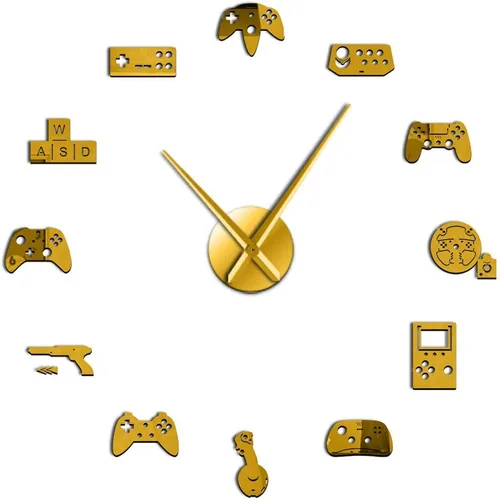 Vista 2 de The Geeky Days Controlador de juegos de video DIY reloj de pared gigante juego joysticks pegatinas Gamer arte de pared video juegos signos niño