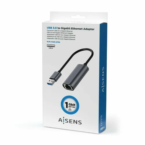 Vista 4 de Adaptador USB a Ethernet Aisens A106-0708 Gris