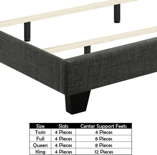 Vista 7 de Rosevera Turin Linen - Cama tapizada con paneles con cabecero ajustable con botones para dormitorio, tamaño Queen, carbono