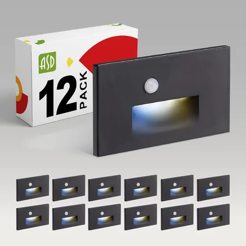Vista 21 de ASD Lámpara LED Empotrada para Escalones, Iluminación de Peldaños para Escaleras de Exterior e Interior 3CCT, Regulable, Impermeable, Listado ETL