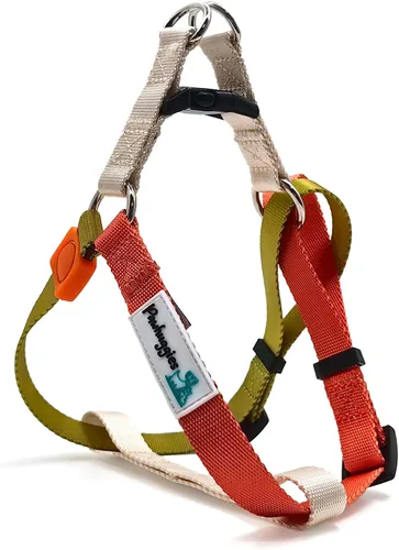 Vista 8 de XS - Arnés para perro, diseño ajustable a medida, tricolor, resistente, fácil de caminar, para perros pequeños, azul naranja