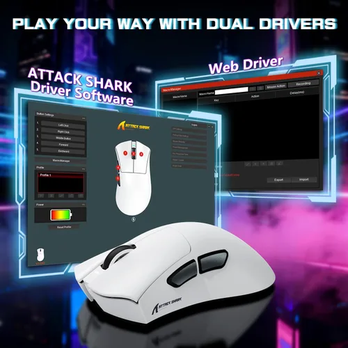 Vista 8 de ATTACK SHARK V3 PRO - Ratón inalámbrico para juegos de deportes electrónicos con base de carga magnética: 2.19 oz ligero, sondeo 1K, sensor