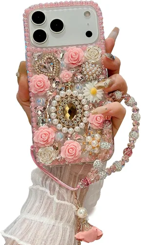 Vista 28 de iFiLOVE para iPhone 7 Plus/8 Plus Funda con Diamantes Brillantes y Correa de Flores, 3D Lujo Brillante Purpurina Cristal Diamantes de Imitación