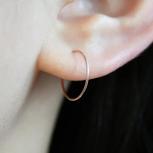 Vista 134 de Small Gold or Sterling Silver Huggie Hoop Earrings for Women Cartilage Nose Helix Tragus