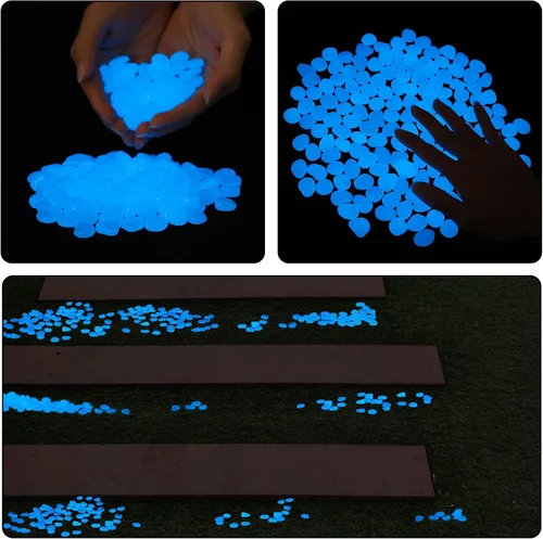 Vista 5 de Oubest Piedras que brillan en la oscuridad que brillan en la oscuridad, piedras decorativas azules a granel para jardín, pecera, acuario, pasarela