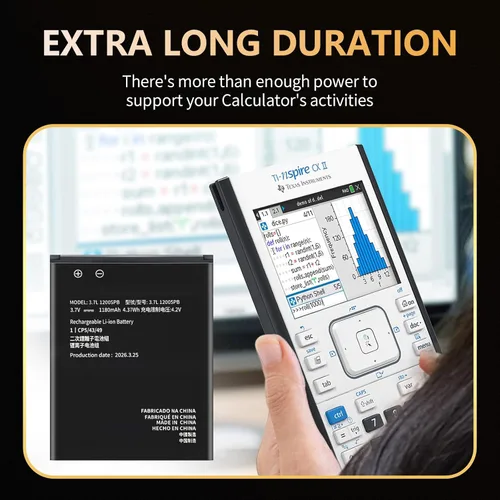 Vista 6 de Kit de batería y carga TI-84 Plus CE compatible con Texas Instruments