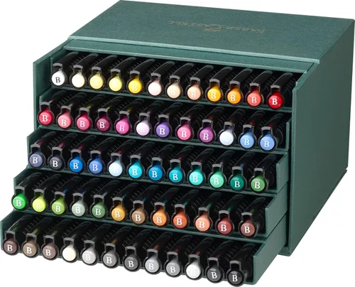 Vista 2 de Faber-Castell Art & Graphic Pitt Artist Pen Brush India Ink Pen, multicolor, caja de estudio de 60 unidades, para arte, manualidades, dibujo