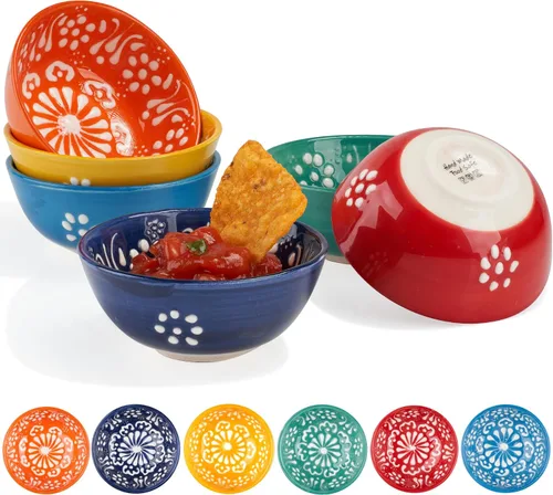 Vista 10 de BCS Juego de 6 cuencos de cerámica pequeños para inmersión, tabla de preparación de cocina y charcutería, plato de salsa de soja, platos decorativos