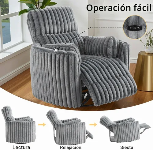 Vista 5 de Jocisland Mecedora giratoria reclinable, silla de guardería eléctrica y Gris oscuro