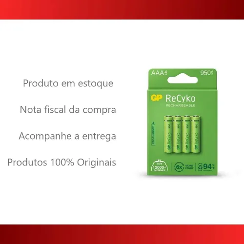 Vista 4 de GP Batería NiMH AAA/LR03 1.2v 1000mAh Pack 4 [GP-NIMH-AAA-02]