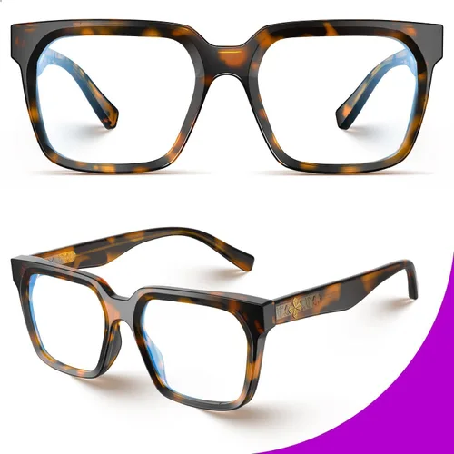 Vista 7 de VISOONE Chunky Rectangle Oversized Blue Light Blocking Computer Glasses Clear Lenses Cute Fake Large Frame Preppy Stylish Designer Fashion Screen