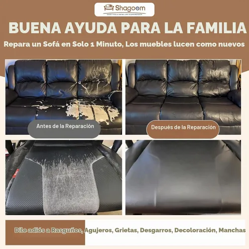 Vista 6 de Shagoom Parche de reparación de cuero, parche de reparación autoadhesivo impermeable, parches de vinilo grandes para sofás, muebles, gabinetes