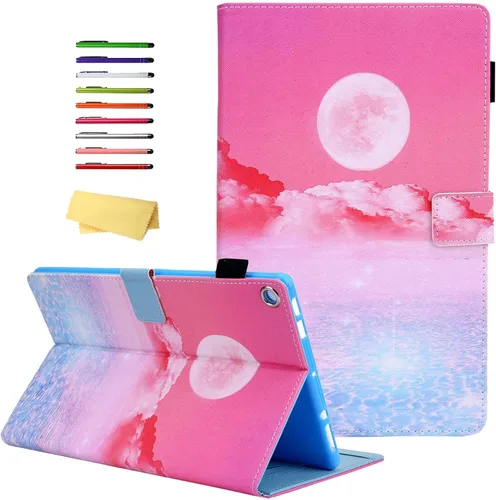 Vista 10 de Funda para tablet Fire HD 8 de 8ª/7ª/6ª generación de 8.0 pulgadas con soporte para lápices [encendido y apagado automático] ranuras para tarjetas