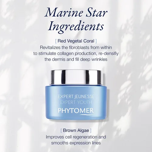 Vista 4 de Phytomer Expert Youth Wrinkle Plumping Face Cream Crema hidratante antiarrugas para una renovación de la piel suave 96% ingredientes de origen
