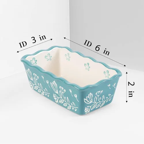 Vista 6 de Wisenvoy Mini molde para pan de cerámica para hornear pan, mini sartenes para pan de 4 piezas