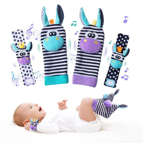Vista 8 de Juguetes para bebés de 0 a 6 meses, juguetes de alto contraste para recién nacidos, juguetes en blanco y negro, calcetines y juguete de muñeca