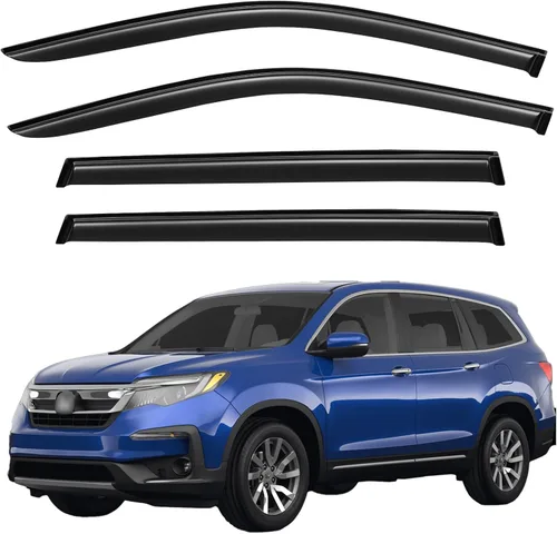 Vista 73 de YQAUTEC - Viseras para ventana, protectores contra la lluvia, compatibles con Subaru WRX 2015-2021, deflectores de viento para ventanas, viseras