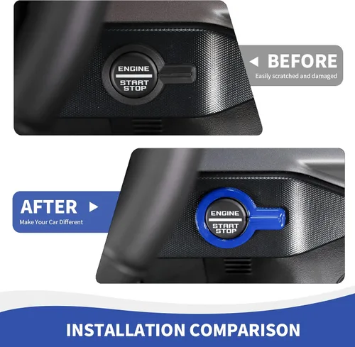Vista 5 de RAZPOY para Bronco Cubierta de Botón de Arranque por Empuje, Moldura de Botón de Arranque y Parada del Motor Compatible con Accesorios Interiores