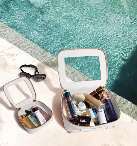 Vista 3 de LETGO Bolsas de Maquillaje Transparentes, Bolsa de Aseo Aprobada por la TSA con Cierre, Organizador de Maquillaje Transparente de Gran Capacidad