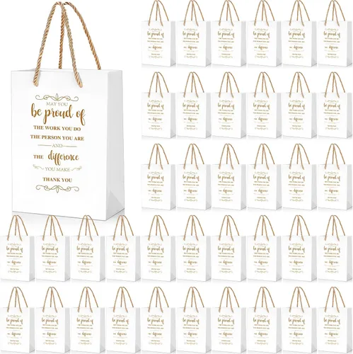 Vista 11 de Fulmoon 50 bolsas de regalo de agradecimiento a los empleados, bolsas a granel de 5.9 x 3.1 x 8.3 pulgadas, saco de regalo inspirador con asa
