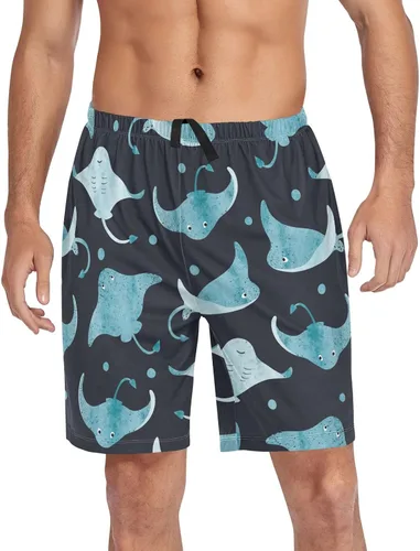 Vista 10 de Ollabaky Pantalones cortos de pijama para hombre Pjs partes inferiores pantalones cortos para dormir ropa de descanso pantalones de pijama