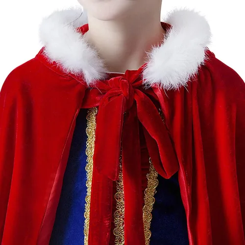 Vista 4 de Furry Christmas Hooded Cape,Warm Halloween Princess Long Cloak
