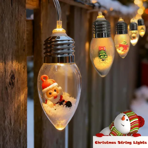 Vista 4 de Luces de Navidad con forma de globo de nieve para interiores, 2 unidades, 7 pies, luces de cadena de Navidad que funcionan