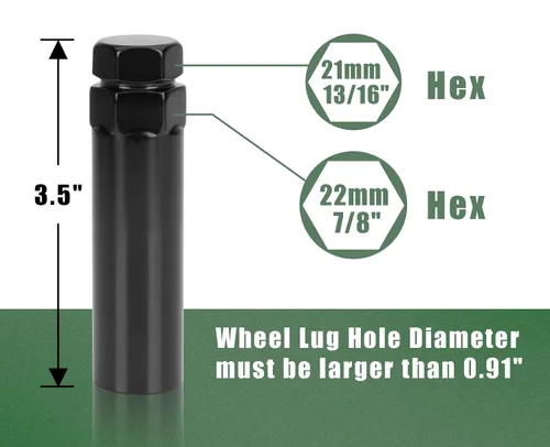 Vista 4 de Llave de tuercas de 7 estrías Glorider con adaptador de gran tamaño para llave con 21mm y 22mm hexagonales Reemplazo 14x1.5 14x2 9/16 cerradura