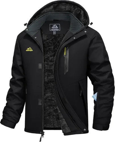 Vista 8 de MAGCOMSEN Chaqueta de invierno para hombre, chaqueta impermeable de esquí, nieve, abrigo de snowboard cálido con múltiples bolsillos