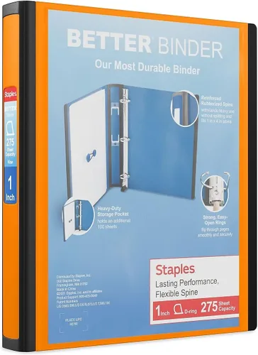 Vista 26 de Carpeta con anillos en forma de "D" de 1 pulgada para mejor visualización Staples, Negro