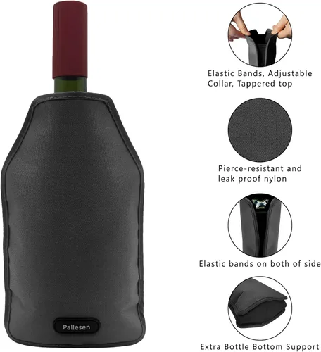 Vista 3 de Pallesen Funda portátil para enfriar vino, enfriador de botellas reutilizable que mantiene el rojo, blanco y champán frescos para botellas