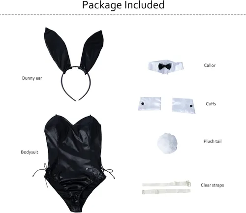 Vista 7 de CR ROLECOS Disfraz de conejito para mujer, traje de una pieza para cosplay de Senpai