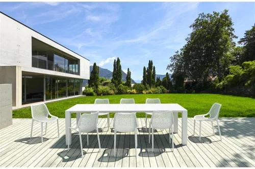 Vista 10 de Compamia Silla de comedor para patio al aire libre en color blanco (juego de 2)