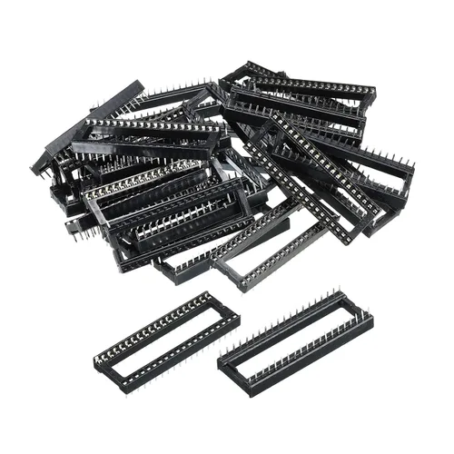 Vista 9 de MECCANIXITY DIP IC Chip Socket Adapter Flat Pin 24P 0.100 in Paso 0.591 in IC Socket para chip de placa PCB, paquete de 30
