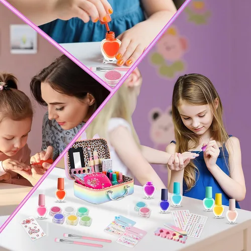 Vista 7 de Juego de esmaltes de uñas para niñas, kit de salón de esmalte de uñas de secado rápido, esmalte de uñas despegable, juguetes de regalo ideal