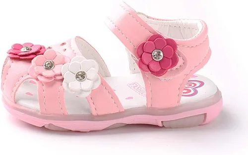 Vista 5 de POLG Sandalias con luz LED para bebés y niños pequeños, zapatos casuales para niños de 1 a 6 años, sandalias deportivas luminosas para correr