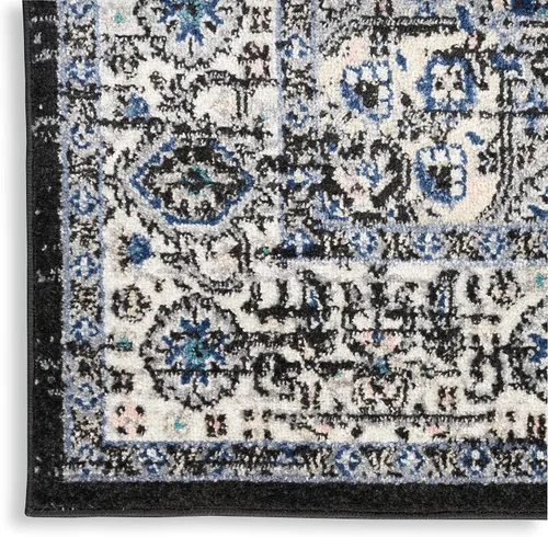Vista 5 de Nourison Passion Alfombra marfil/negro, de 2 pies 2 pulgadas x 10 pies, fácil de limpiar, no desprende pelo, para habitación, sala, comedor, cocina