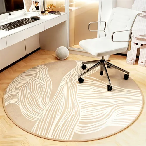 Vista 7 de Tapete redondo para silla de piso de madera dura, lavable, antideslizante, protector de suelo para sillas rodantes, sala de estar, dormitorio, gris