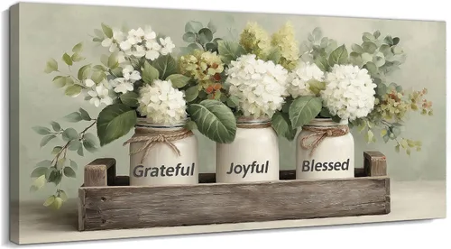 Vista 16 de TIMUBA Decoración de pared de cocina de granja, arte de pared de cocina con texto en inglés "Bless This Home and All Who Enter Kitchen Blessing