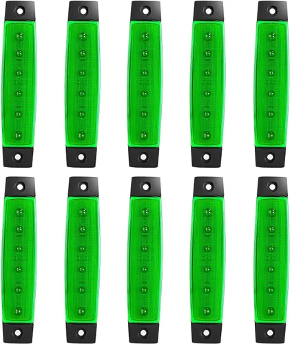 Vista 18 de Paquete de 10 Luces Laterales Marcadoras de Remolque LED Ámbar DC 12V de 3.8" con 6 LED, Barra de Luz de Separación, Tira de Luz Indicadora de Señal