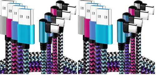 Vista 8 de Teeind Cable de ángulo USB C: [90 grados/6 pies/4 unidades/paquete de 4] Cable USB C de nailon compatible con Samsung Galaxy S10/S10e/9/Note 10