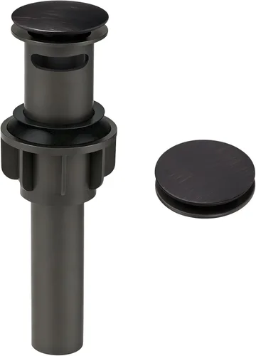 Vista 18 de ARCORA - Drenaje de lavabo con desbordamiento, tapón de lavabo de baño con varilla de elevación, drenaje mate negro para lavabo de recipiente